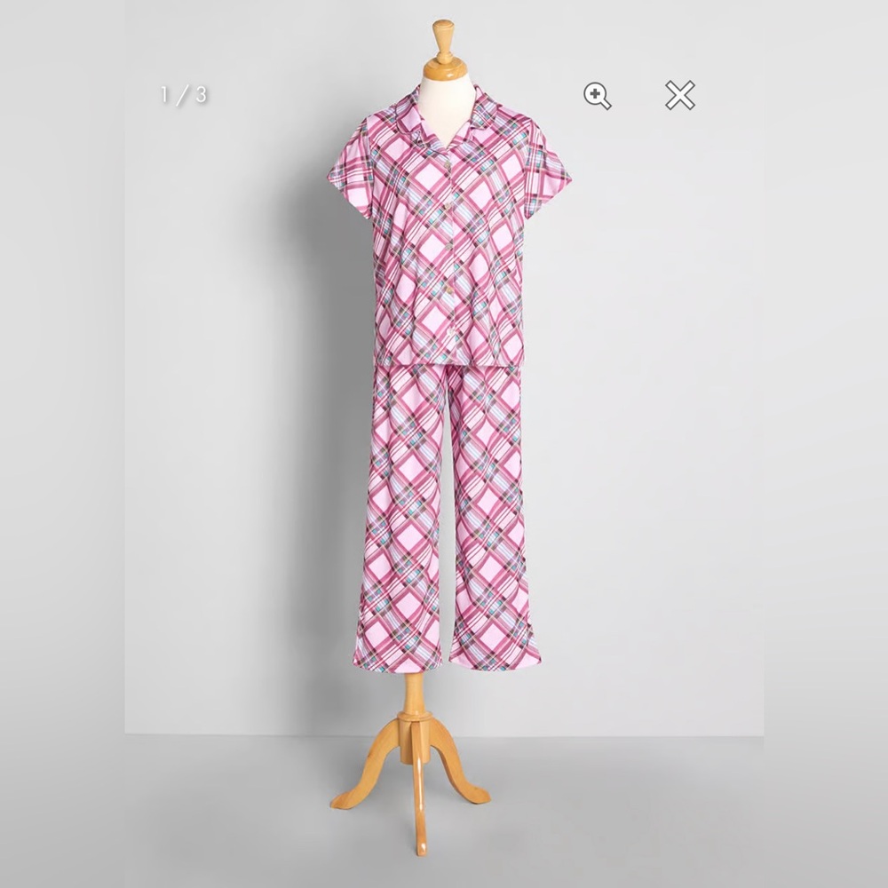 ModCloth NWT Sugarplum Plaid Dreams Pajama Set - Pink Plaid